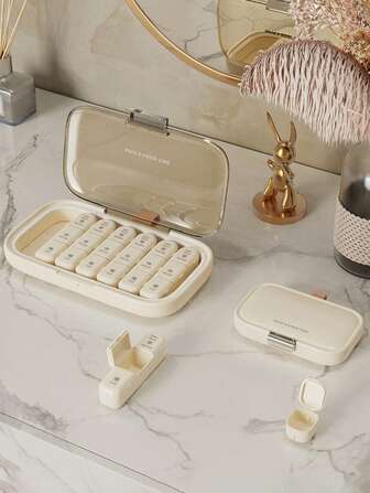 1pc Home Pill Organizer, Weekly 7-Day Portable Pill Box, Large Capacity Medicine Storage Box, Suitable For Storing Daily Vitamins, Fish Oil, Calcium Tablets And Other Supplements; Multi-Sealing, Dust-Proof And Anti-Bacterial, For Fitness, Medication And Health Supplements Sorting And Storage