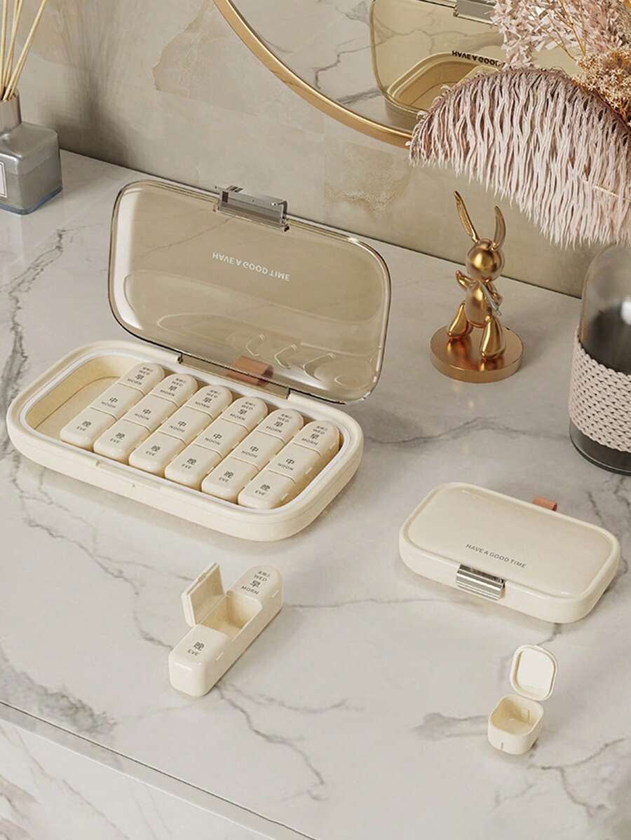 1pc Home Pill Organizer, Weekly 7-Day Portable Pill Box, Large Capacity Medicine Storage Box, Suitable For Storing Daily Vitamins, Fish Oil, Calcium Tablets And Other Supplements; Multi-Sealing, Dust-Proof And Anti-Bacterial, For Fitness, Medication And Health Supplements Sorting And Storage