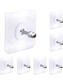 10pcs Strong Adhesive No-Drill Screw Stickers, Self-Adhesive Screws, Invisible Wall Nails, Nail-Free Hanging Shelves, Pendants, Seamless Nail-Free Decal Photo Frames, Clocks, Seamless Nail-Free Design, Kitchen Wall Hooks, Drill-Free Installation, Practical Hook And Bathroom Shelf Hanging Kit