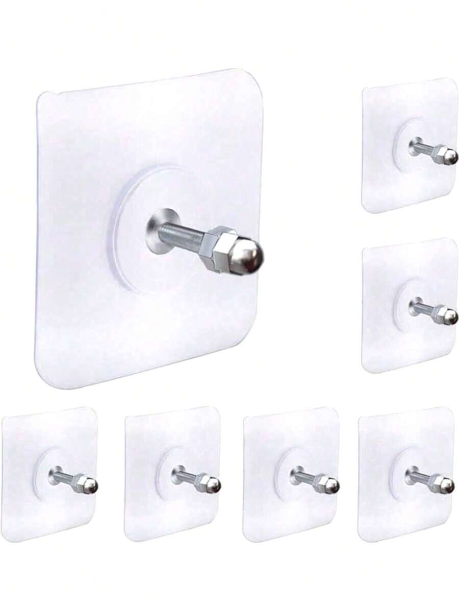 10pcs Strong Adhesive No-Drill Screw Stickers, Self-Adhesive Screws, Invisible Wall Nails, Nail-Free Hanging Shelves, Pendants, Seamless Nail-Free Decal Photo Frames, Clocks, Seamless Nail-Free Design, Kitchen Wall Hooks, Drill-Free Installation, Practical Hook And Bathroom Shelf Hanging Kit