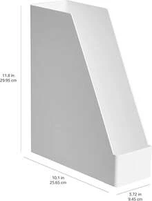 caja de almacenamiento  Basics - Organizador de escritorio de plástico, revistero, blanco, paquete de 2 - blanco - Ver 7