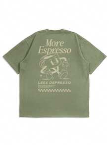 GRDR 男士个性化可爱字母印花短袖T恤，适合夏季穿着，引领时尚潮流 - 綠色 - 查看 5