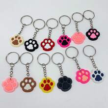 12件套创意卡通彩色PVC猫爪钥匙扣，包包装饰小挂件，生日派对回礼，汽车配件，可爱哥特风Y2K包包配件，带证件夹的挂绳，汽车配件，包包挂饰，圣诞节汽车配件，送给老师、朋友、姐妹的礼物创意