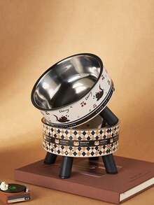 1 件装宠物加高喂食碗，带颈部保护，卡通图案设计，不锈钢/非钢碗可选，防滑防溢易清洁，适用于猫狗，宠物喂食用品 - 彩色 - 查看 6