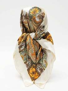 1 pieza Pañuelo cuadrado grande con estampado de cachemira vintage tejido para mujer, diadema de abaya para viajes, fiestas y uso diario