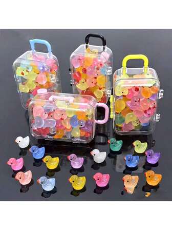 Luggage-Mounted Resin Mini Luminous Duck,Suitable For Decorating Desktops, Car Interiors, And Micro Landscape Ornaments. Party Gifts, Holiday Gifts