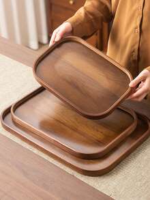 1 件木制托盘，早餐托盘，餐盘，适用于早餐、晚餐、客厅 - 厨房用具、甜点盘、返校 - 紫紅色 - 查看 2