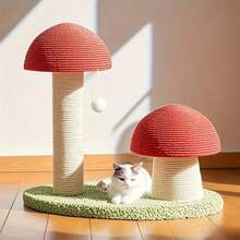 童话蘑菇剑麻猫抓柱 - 天然剑麻材质，耐磨防刮。可爱的红白设计，互动式悬挂球，娱乐性十足，绿色底垫，稳定防滑。 - 彩色 - 查看 6