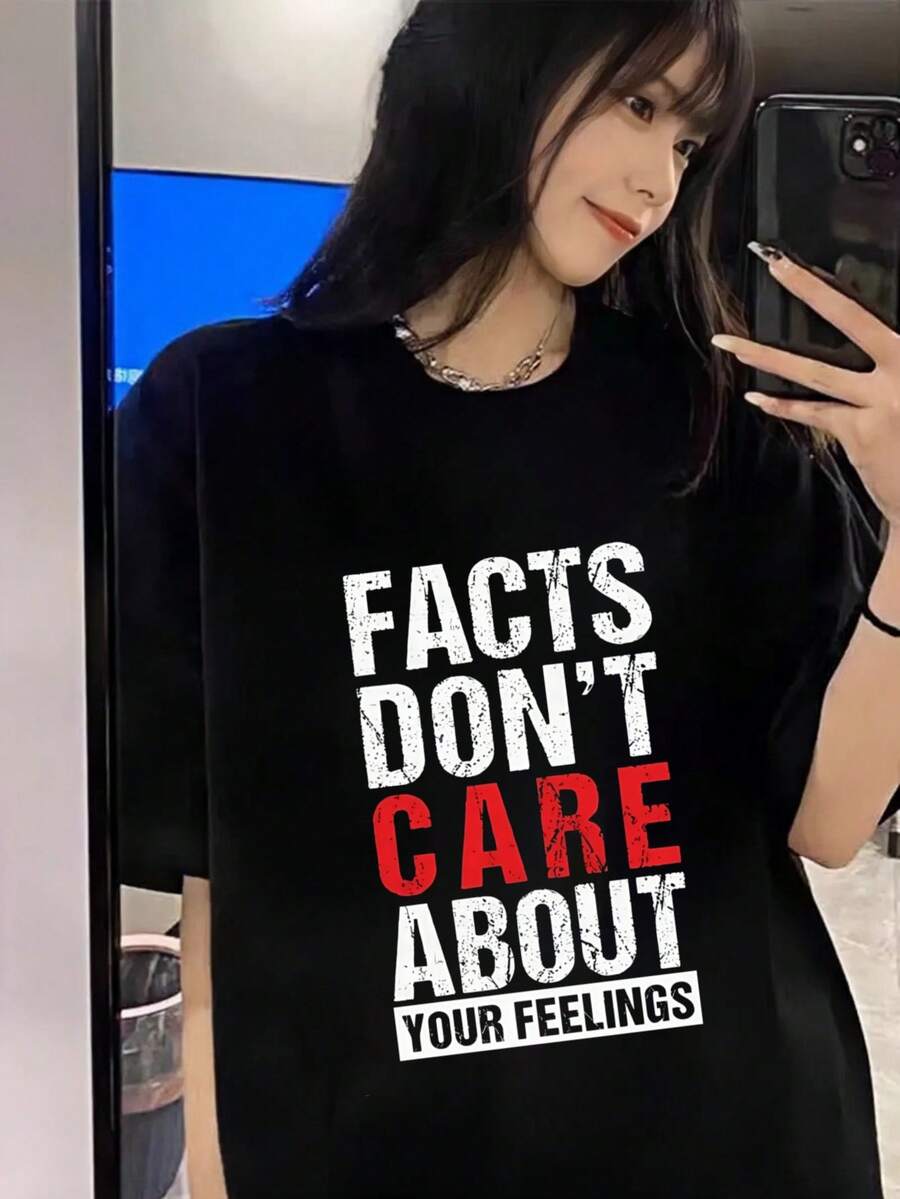 200g Pure Cotton T-Shirt 2025 Summer Ladies New Short Sleeve Pure Cotton Holiday Pattern Short Sleeve Round Neck Couple Wear Small Shirt Tops - 黑色 - 查看 1