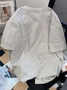 Tween Boy Casual Minimalist Colorful Letter Slogan & Robot Print Round Neck Short Sleeve T-Shirt, Spring/Summer New