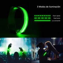 Purplecrystal Pulsera Deportiva LED Bateria incluida 3 Modos de iluminacionIP65 Impermeable brazaletes Intermitentes de Seguridad para Corredores Ciclistas Corredores campistas.35 * 2.5CM - Verde - Ver 2
