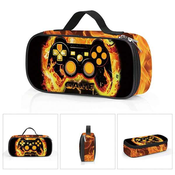 Pencil Case For Boys And Girls, Double-Sided Pattern Pencil Case, Large Storage Wallet Card Case,Compartment Pencil Case For School Students