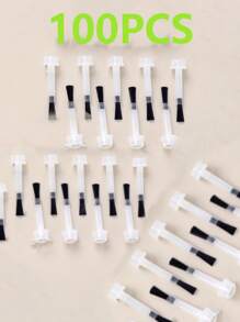 100/50/10件美甲沙龙指甲油凝胶可更换刷头，双头卫生防紫外线凝胶一次性备用刷头，双头不变形可拆卸木质美甲刷工具 - 彩色 - 查看 12