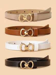 4 chiếc thắt lưng mỏng mới cho trẻ em, thắt lưng trang trí eo bằng PU chất lượng cao cho quần jean, váy - Khóa tình yêu C - Xem 3