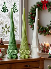 Molde de silicona de vela aromática con diseño de Santa Claus, decoración de vela larga de Navidad, se puede usar para hacer velas, piedras de aromaterapia, decoración del hogar, fácil de desarmar y limpiar, materiales reutilizables para manualidades, regalos artesanales navideños