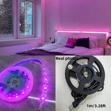 USB 供电粉色 LED 灯带，5V，60 个 LED/米，柔性 1 米/3 米/5 米，传统风格，塑料材质，不可拆卸，嵌入式安装，适用于卧室镜面桌饰，USB 供电灯 | 装饰照明 | 塑料条，卧室 LED 灯 - 粉色 - 查看 8