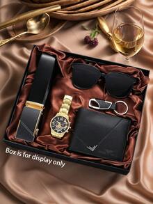 5 Stücke Herren Business Sport Lässig Uhr Set, modisch und schön, ein Muss für Männer, Alltagsgebrauch, Feiertagsparty, Geburtstagsgeschenk