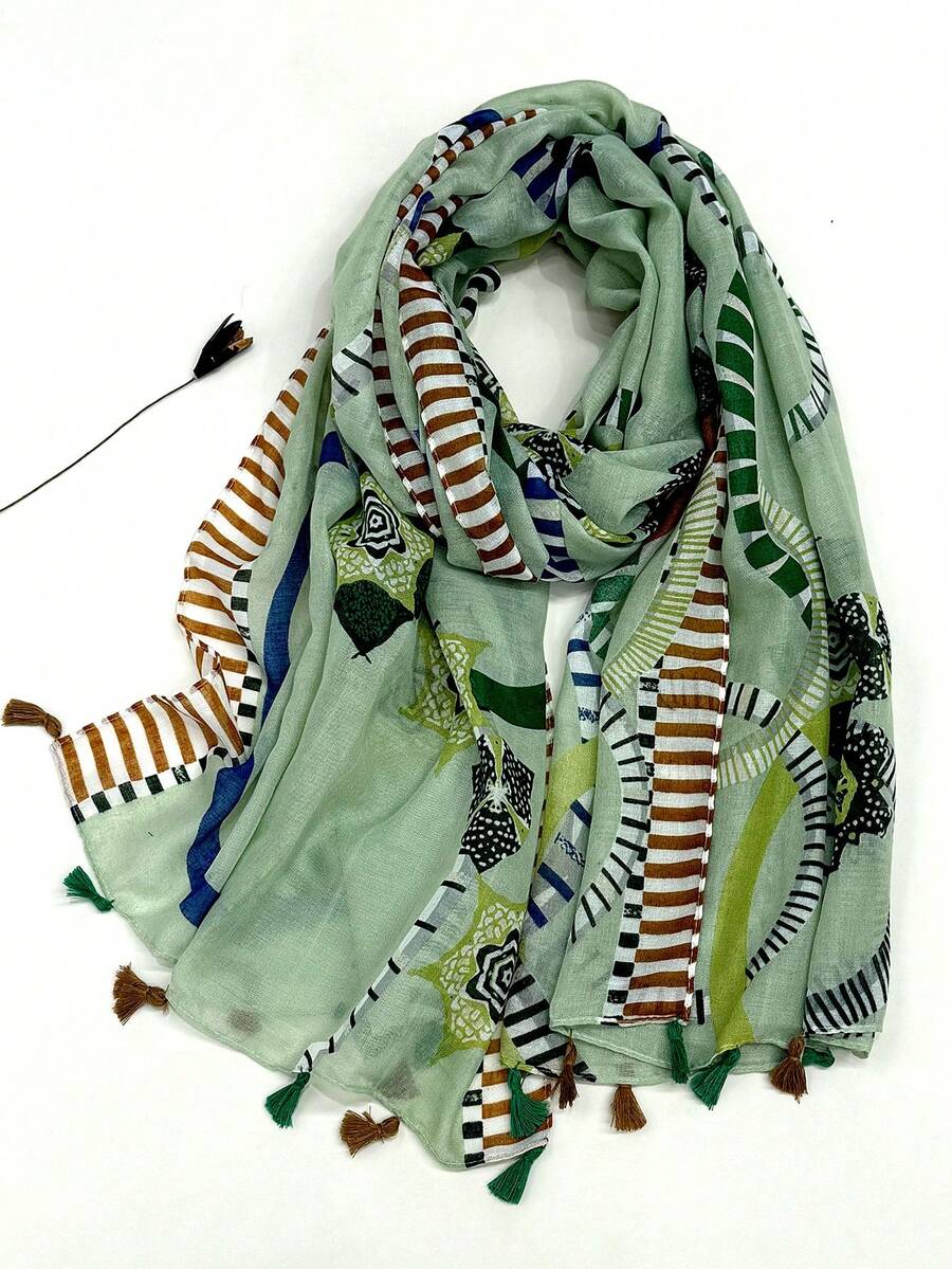 1pc Muslim Women's Versatile Cute Delicate Spring/Summer New Arrival Sweet Retro Pink Series Sunscreen Shawl Scarf - Multicolor - View 1