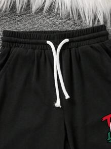 Tween Boy Letter Graphic Print Crew Neck Short Sleeve T-Shirt And Shorts Set