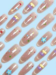 30 件杏仁形美甲全覆盖假指甲 3D 猫眼浮雕设计美甲套装，提升您的优雅气质，适合派对、舞会或日常佩戴