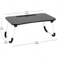 Mind Reader Lap Desk Mesa Portátil para Laptop Soporte para Cama con Patas Plegables Mesa para Sofá MDF 23.25 x 13.75 x 10.5 Pulgadas Color Negro Escritorio Organizador