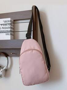 1 Pc Casual Solid Color Zipper Crossbody Bag Adjustable Strap Shoulder Bag Chest Pocket Sport Bag Bum Bags Zipper Weekend Overnight Bag Available Multiple Colors,For Boy/Girls/Teens/College Students For Outdoors/ Outings/ Traveliking/ Stadium/Back To School