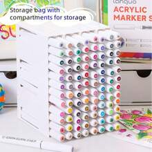 Languo 240/192/96 色专业丙烯马克笔带收纳袋 - 软头笔尖，防水绘图笔，适合学生使用，适合艺术专业绘画、木材、金属、陶瓷、织物、鸡蛋、艺术工艺品和创意项目，圣诞礼物