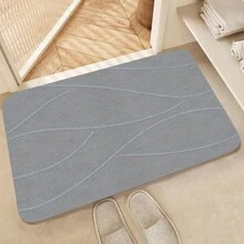石纹浴室地垫，硅胶材质，防滑吸水，适用于浴室、地板，石纹浴室地垫，快干易清洁，灰色、白色浴室地垫/入口地垫，厨房地毯