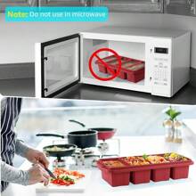 Silicone Freezer Tray With Lid - Silicone Freezer Food Molds- Large Ice Cube Tray,Silicone Freezer Container,Freeze & Store Soup, Sauce, Broth,Leftovers - Makes 4 Perfect 1 Cup