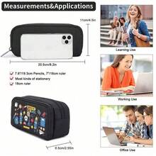 [Large Capacity Oxford Pencil Bag] Portable Pencil Case Cute Cartoon Animal Stationery Bag School Supplies Storage Bag Double-Layer Large Capacity Oxford Pencil Bag Gift Back To School Supplies School Essentials Stationery Supplies Cute Erasable Crystal Blue Gel Pens Utiles Es Bonitos - Multicolor - View 4