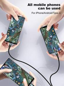 三合一尼龙编织 USB 充电线，通用快速充电 USB 转 Lightning/Type-C/Micro USB 连接线，1.2 米充电线兼容数据传输，但 2 米线长。兼容 15/16/17、Type-C 手机、安卓手机。兼容三星、小米、Vivo，通用数据线 - 彩色 - 查看 5