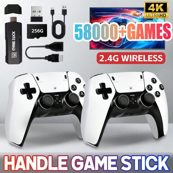 58000&4K  TV Video Game Stick Retro Gaming Console 2 Wireless Controller Kit