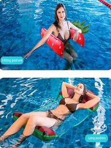 1pc,PVC Inflatable Floating Float On Water, Watermelon Inflatable Hammock, Pineapple And Orange Inflatable Floating Bed Lounge Chair, Strawberry Water Bed, Inflatable Swimming Pool Float, Floating Hammock, Portable Inflatable Floating Lounge With Many Functions, Comfortable Floating Chair, Suitable For Outdoor Beach Swimming Pools During Travel, Essential In Summer[Air Pumps Are Not Included] - Multicolor - View 5