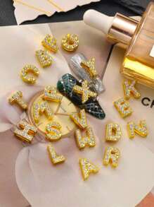 26 件/包 3D 欧美风格水钻合金英文字母美甲装饰，Y2K 金属风格 DIY 大号美甲配件，可组合 3D 艺术字母指甲钻石首饰指甲饰物美甲用品指甲宝石