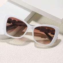 1 副时尚珍珠亚克力猫眼眼镜，多功能个性化时尚眼镜，适合户外旅行街头摄影，简约设计猫眼形墨镜 - 彩色 - 查看 1