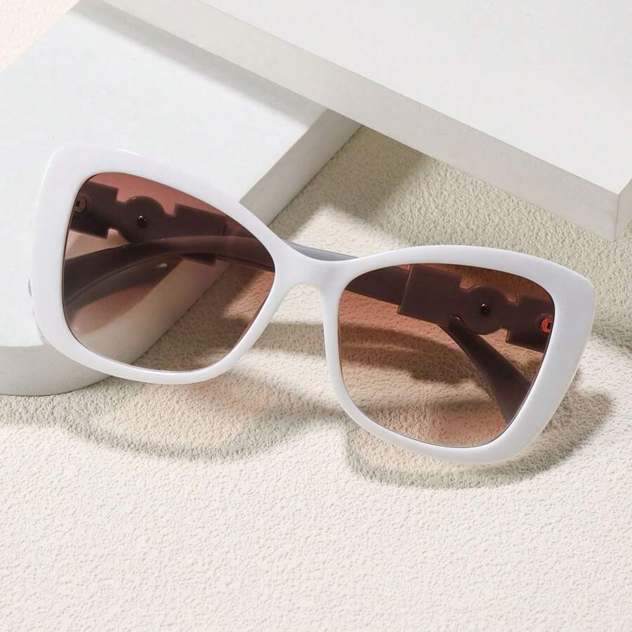 1 副时尚珍珠亚克力猫眼眼镜，多功能个性化时尚眼镜，适合户外旅行街头摄影，简约设计猫眼形墨镜 - 彩色 - 查看 1