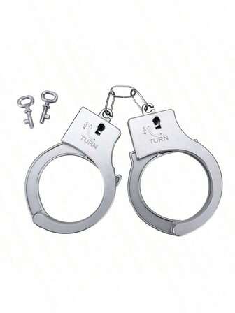 1 Set Retro Handcuffs, Silver Plastic Handcuff Set, Suitable For Halloween And Party Costumes, Fun And Durable, No Power Required, Roleplay And Performance Handcuffs