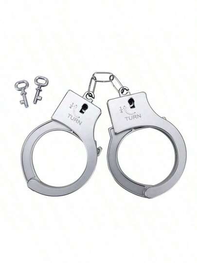 1 Set Retro Handcuffs, Silver Plastic Handcuff Set, Suitable For Halloween And Party Costumes, Fun And Durable, No Power Required, Roleplay And Performance Handcuffs