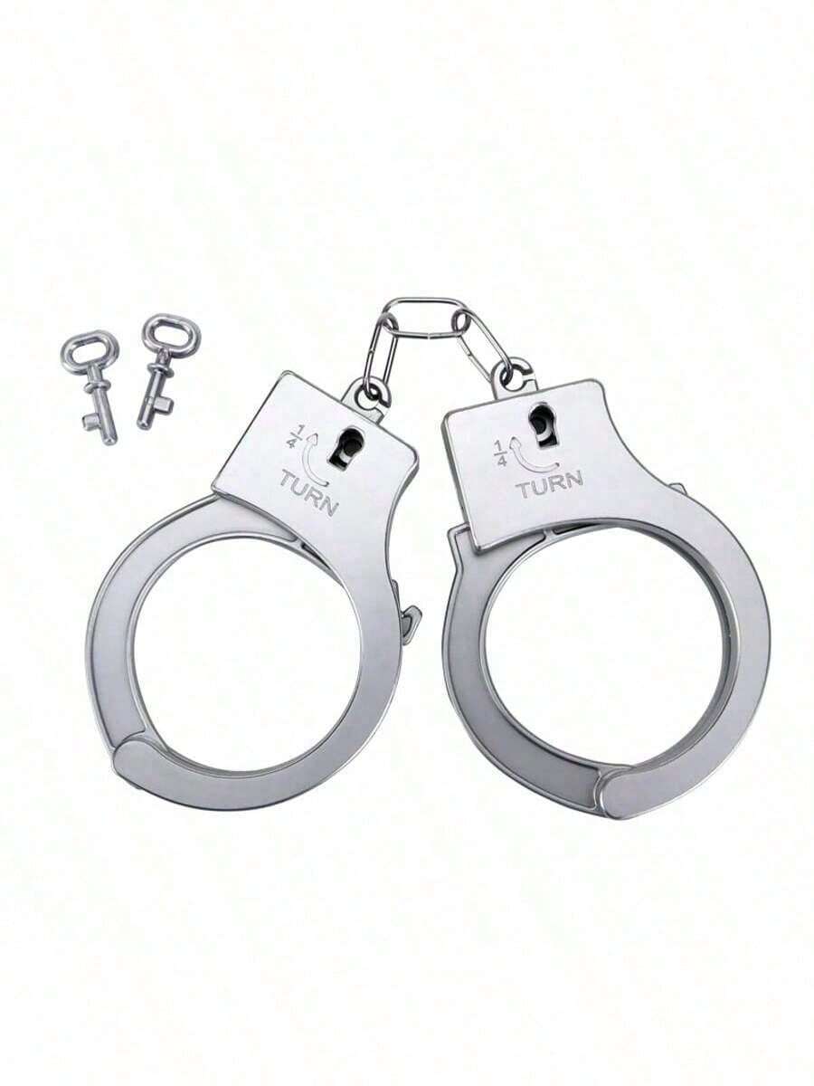 1 Set Retro Handcuffs, Silver Plastic Handcuff Set, Suitable For Halloween And Party Costumes, Fun And Durable, No Power Required, Roleplay And Performance Handcuffs