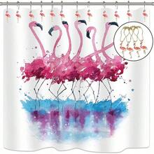 12pcs Flamingo Shower Curtain Hooks, Stainless Steel Rust-Proof Bathroom Decor Accessories (Flamingo) - Flamingo - View 7