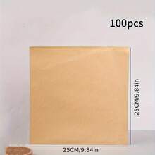 100 Oil Resistant Kraft Paper Bag, Five Sizes, Square, Suitable For Hamburgers, Sandwiches, French Fries, Snacks, Popcorn And Small Gifts, Birthdays, Weddings, Parties, Festivals, Candy And Cookie Gift Packaging Bags, Stores, Shopping Malls
