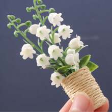 1pc 1:12 Scale Miniature Model Potted Hyacinth Plant, Dollhouse Decor, BJD Accessory, Christmas Decoration, Golden & Silver Poinsettia, Christmas Gift
