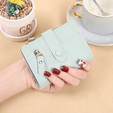 2 件女士短款钱包大容量按扣零钱包双折多功能手提包卡包适合日常使用返校礼物生日礼物女士礼物钱包迷你钱包钱包小钱包可爱钱包