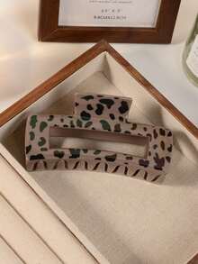 1/6 件时尚简约豹纹，心形和花朵设计大号防滑发夹，强力固定发夹，适合稀疏和浓密的头发，女士发饰 - 彩色 - 查看 13