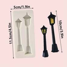 New Christmas Silicone Mold Bow Wreath Christmas Cake Decoration, Large & Small Lamp Post Decor, European Style Doorway, DIY Chocolate Baking Mold - Light Grey - View 9