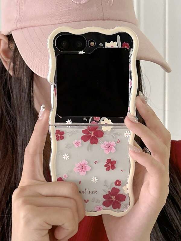 1 pieza Funda plegable para teléfono con elemento floral elegante y sencillo, puede proteger y prevenir caídas: SamsungGalaxy Zflip 3/Zflip 4/Zflip 5/Zflip 6/Zflip 7