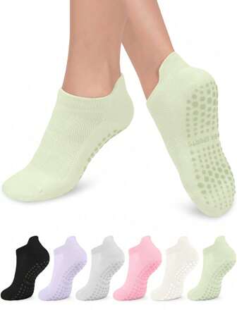 Women's Colorful Yoga Socks With Grips And Ankle Cuffs, Breathable Short Yoga Dance Socks Suitable For Sports, Ballet, Yoga
