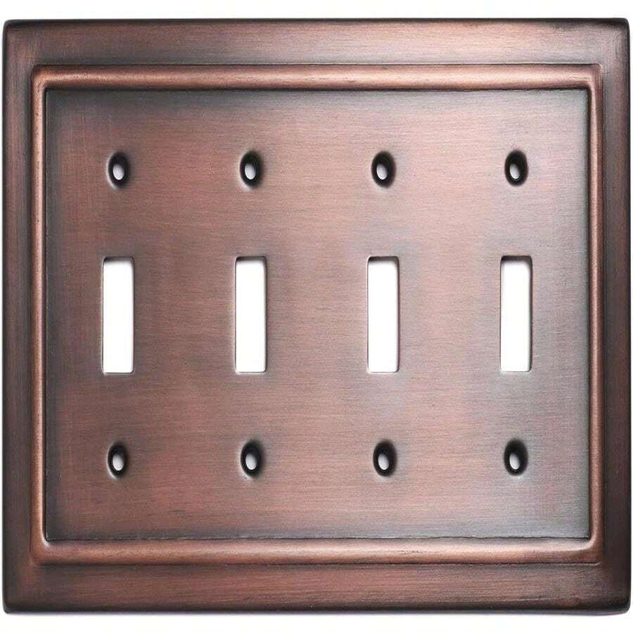 Monarch Abode 19651 Single Switch Architectural Toggle Decorative Wall Plate Switch Plate Outlet Cover, 1-Gang, Antique Copper Finish (Pack Of 2)