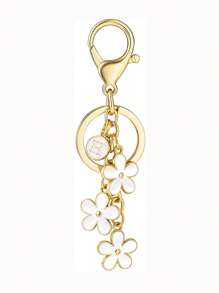 1pc Fashionable & Cute Letter Key Chain With Alloy White Flower Pendant Charm Key Ring, Accessory For Women And Students Car Accessories Goth Y2k