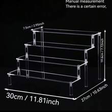 1 pieza Soporte de exhibición de escalera de acrílico, Soporte de exhibición trapezoidal de 3 niveles, Soporte de exhibición para almacenamiento en el hogar para joyería y cosméticos, Organizador multinivel Soporte de exhibición transparente Soporte para pasteles Estante para perfumes